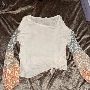 Women's Cream Tie-Front Top